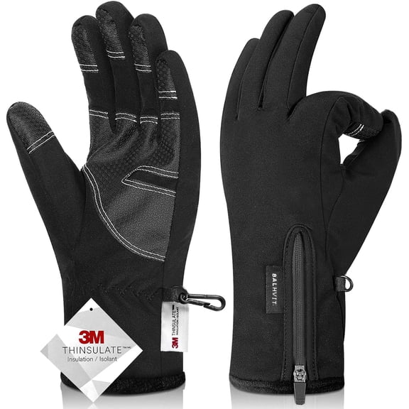 -10℉ Waterproof Winter Gloves for Men & Women, Breathable Ski Snow Gloves, 5-Layer Touch Screen Cold Weather Gloves (L, Black)
