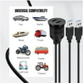 thumbnail image 2 of USB C 3.0 Flush Mount Cable, Dual USB Extension Cable 6ft 2M for Car Dashboard with Dash Panel Mount, 2 Port Type A Male to C Female Socket Connector Adapter Cord for Boat Motorcycle Vehicle, 2 of 7
