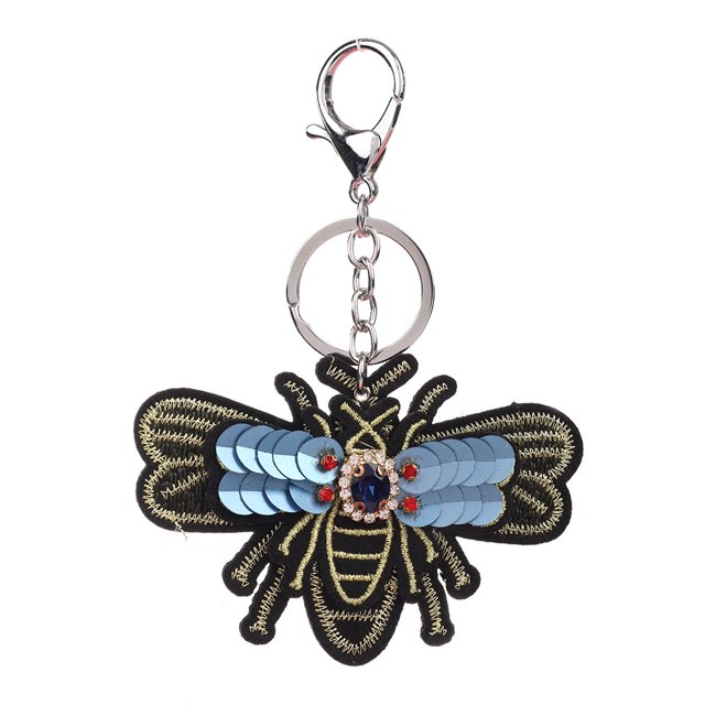Azul accesorio YSK014 del llavero de la aleación del llavero del insecto de la abeja de Paillette de la joyería de moda