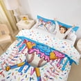 thumbnail image 3 of Castle Fairy Sport Baseball Print Twin Duvet Cover, Pink Ice Cream Drip Twin Bedding, Light Blue Pink White,2pcs,1 Duvet Cover and 1 Pillowcase, 3 of 6