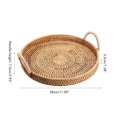 thumbnail image 3 of Almacenamiento De Ratán Tejida A Mano Con Asa, Plato De Comida Para Pan, Cesta De Almacenamiento De Escritorio Redonda Lavable Yuarrent HA041647-03, 3 of 6