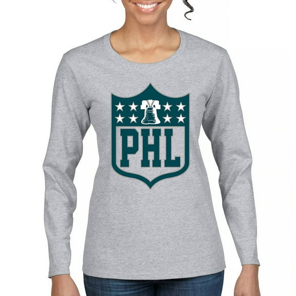 Philadelphia Shield Women's Long Sleeve T-shirt Birds Football Fan Bleed Green Philly