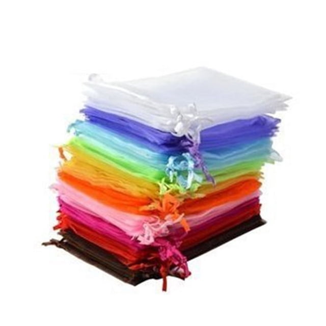 50pcs 9 * 12cm Bolsas de regalo con cordón de organza Bolsas de regalo de boda Bolsas de joyería (Color aleatorio)