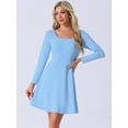thumbnail image 2 of DARING DIVA Scoop Neck Beaded High Waist Flared Dress M Sky Blue, 2 of 6