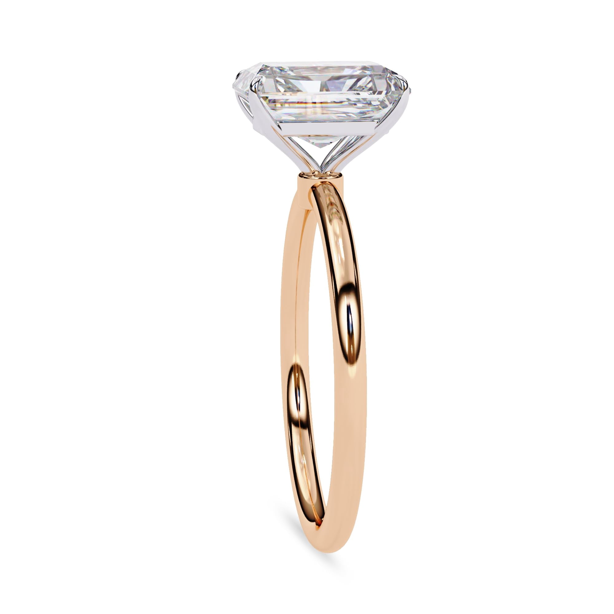 AFFY Solitaire Engagement Rings For Women, Center 9x7mm Emerald Cut Lab Created Moissanite Wedding Anniversary Ring in 10K Solid Rose Gold Size-10