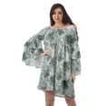 thumbnail image 1 of Moomaya Robe d'Été Dénudée pour Femmes, Bleu Sarcelle Poussiéreux, Robe de Plage en Coton avec Manches Cloche - TP, 1 of 5