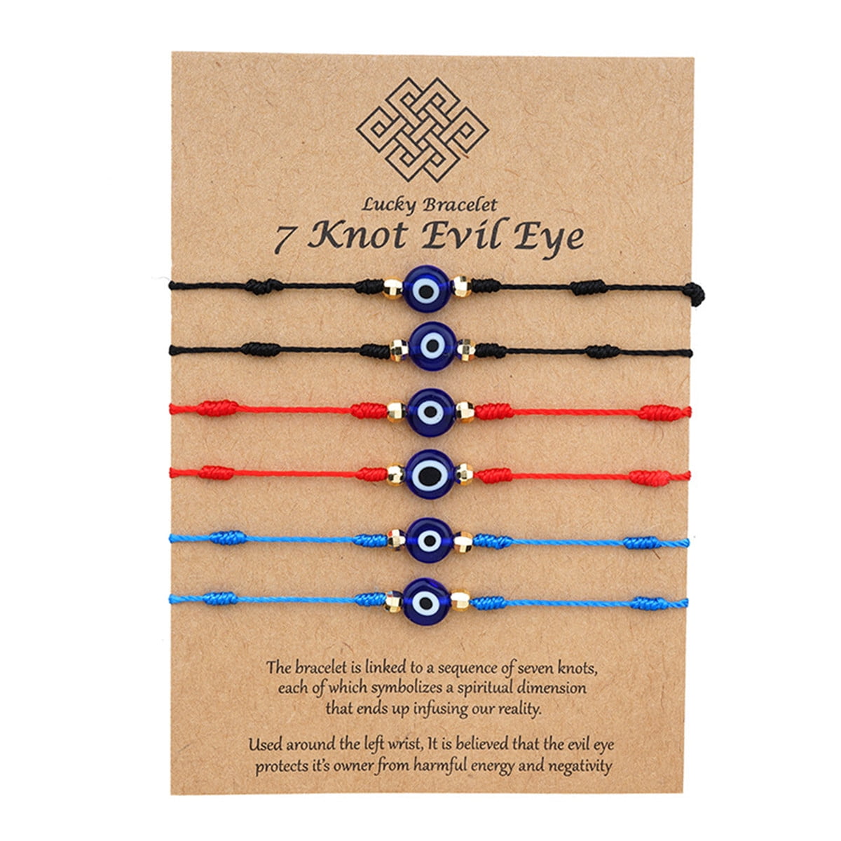 DESIMTION Evil Eye 7 Knot Lucky Bracelets Adjustable Red String Amulet for Women Men 