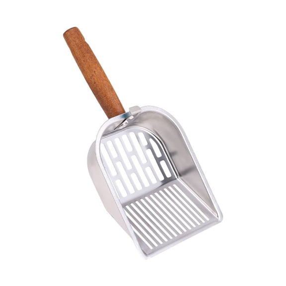 Stainless Steel Cat Litter Scoop with Deep Shovel and Fine Mesh Sifter, Heavy Duty Metal Waste Cleaner with Ergonomic Handle for Clumping and Non Clumping Litter