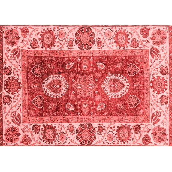 Ahgly Company Machine Washable Indoor Rectangle Abstract Red Modern Area Rugs, 2' x 5'