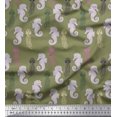 thumbnail image 1 of Soimoi Poly Georgette Fabric Jellyfish & Seahorse Ocean Print Sewing Fabric Yard 52 Inch Wide, 1 of 3