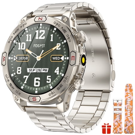 VOPOCO Smart Watches for Men (Answer/Make Calls) with LED Flashlight, 1.43"AMOLED Tactical Smartwatch with Compass 100+ Sports Modes Fitness Tracker with Heart Rate Sleep Monitor for Android iOS