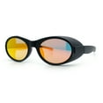thumbnail image 5 of Retro Apocalyptic Oval Deep Windbreaker Side Visor Plastic Sunglasses [Matte Black - Orange Mirror], 5 of 7