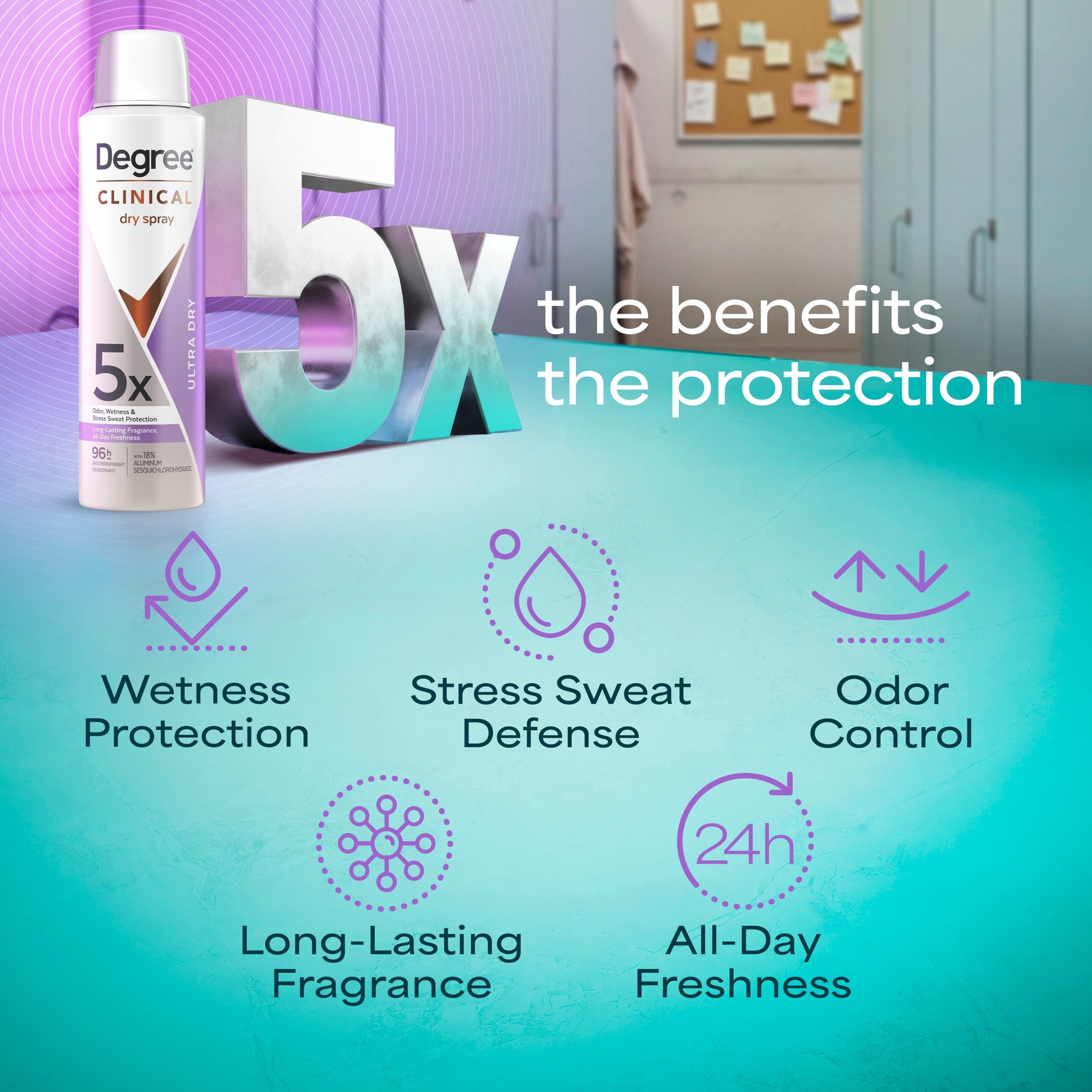 Degree Clinical Strength Antiperspirant Deodorant 96-Hour Sweat and Odor Protection Ultra Dry Spray 5x Types of Sweat, 3.8 oz