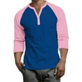 thumbnail image 3 of Hearthz Raglan Sleeve 3/4 Sleeve Tee Shirts for Men Henley V Neck Button Down Mens Shirts Casual Color Block Big and Tall Jerseys for Men, 3 of 10