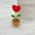 thumbnail image 3 of Handmade Crochet Flowers, Small Potted Knitted Desk Decorations, Crocheted Flowers Gifts for Women,Mom, Friends, Coworkers, Cute Knitted Flower for Car Dashboard/Home Decoration(Red), 3 of 4