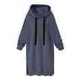 thumbnail image 4 of The Warmy Oversized Hoodie Dress, Warmy Hoodie Women's Casual Pullover Split Hem Drawstring Long Sweatshirt Gray XL, 4 of 5