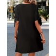 thumbnail image 3 of Vestido Con Borde De Conchas De Cuentas, Elegante Vestido Sólido Con Mangas Cortas Divididas, Ropa De Mujer, 3 of 4