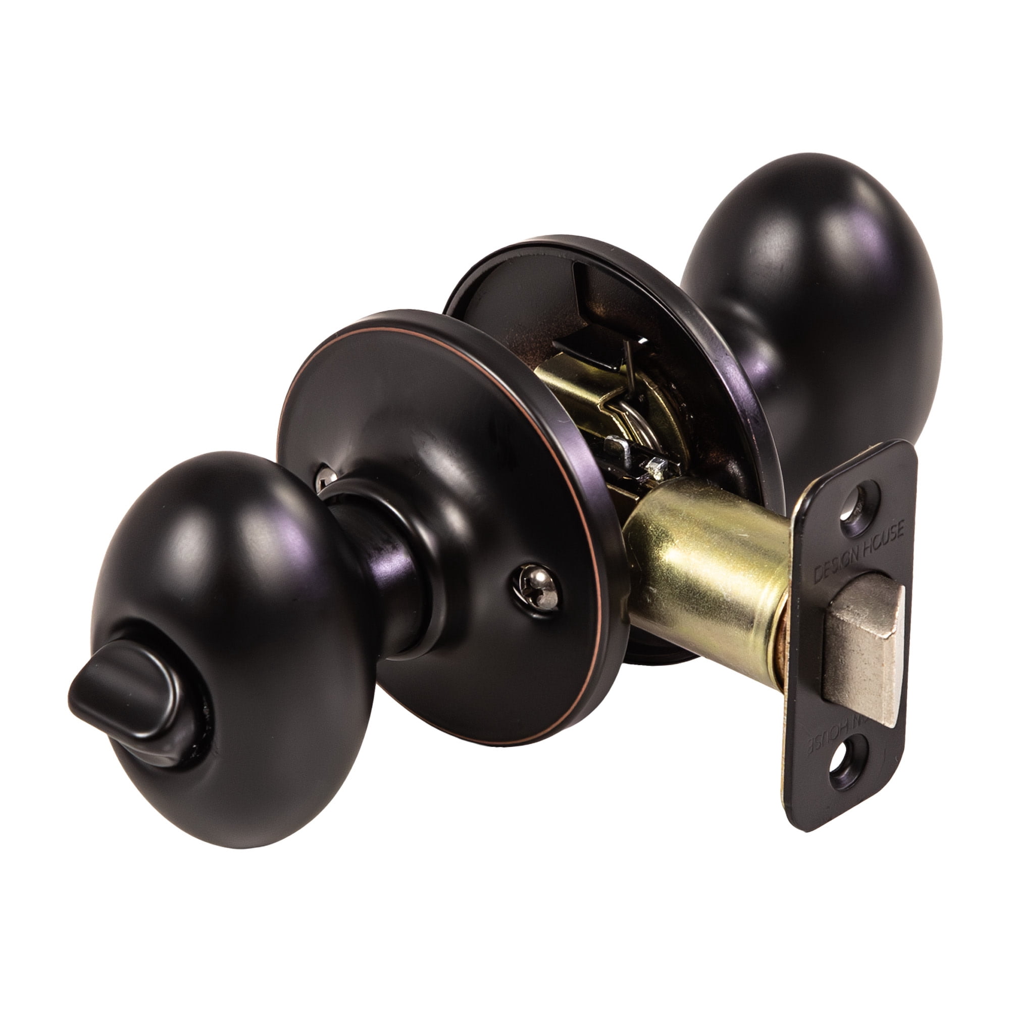 Oil Rubbed Bronze Egg Privacy Door Knob with Turn-Button Lock for Bed and Bath, Adjustable Latch