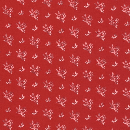 Mini Printed Satin - SHASON TEXTILE (3 Yards cut) 100% COTTON PRINT QUILTING FABRIC, RED / WHITE MINI BOUQUET