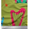 thumbnail image 1 of Soimoi Green Rayon Fabric Guitar & Xylophone Musical Instrument Decor Fabric Printed Yard 42 Inch Wide, 1 of 3
