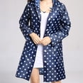 thumbnail image 4 of Bewildely Poncho impermeable largo con capucha de lunares de moda portátil reutilizable para mujer y niña con bolsillos delanteros Tela de costura y artesanía azul profundo, 4 of 6