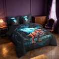 thumbnail image 2 of Manfei Wild T-Rex Animals 7pcs Queen Bedding,Retro Trees Moon Bat Bedding Comforter Set Queen,Blue Black,Black Reversible, 2 of 6
