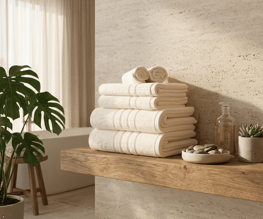 Micro Cotton Rejuvenate 6 Piece Towel Set, Aloe Infused Cotton, Soft & Absorbent, Ivory