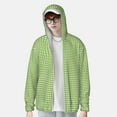 thumbnail image 4 of Kll Green Gingham Print Men'S Women’s Upf 50+ Sun Protection Outdoor Hoodie Jacket Long Sleeve Fishing Hiking Performance Shirt- Xx-Large, 4 of 8