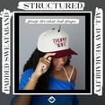 thumbnail image 3 of Funky Junque Trucker Hat – Vintage Snapback Baseball Cap with Embroidered Design - Trophy Wife - Burgundy/Beige, 3 of 5