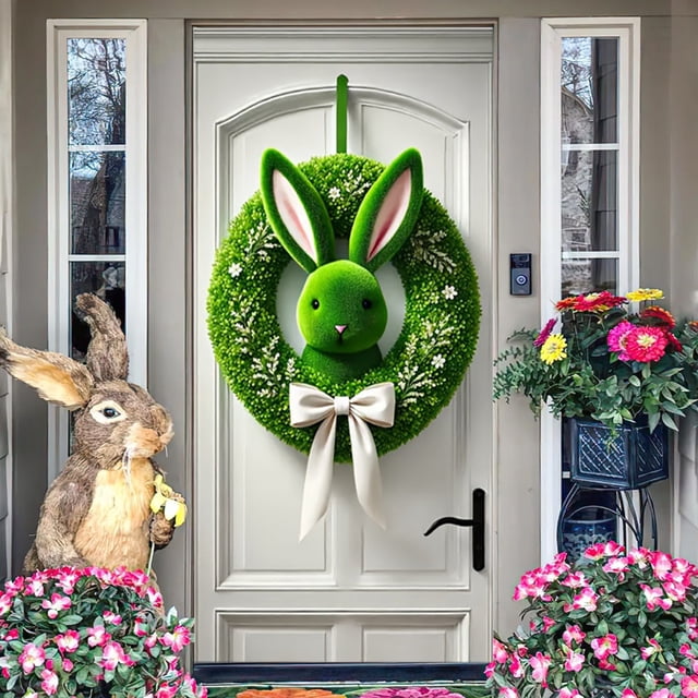 CaiYueKe Easter Door Curtain Spring Holiday Decorations Bunny Rabbit Egg Pattern Party Backdrop Wall Hanging Decorative Banner for Home Festival Celebration Indoor Outdoor