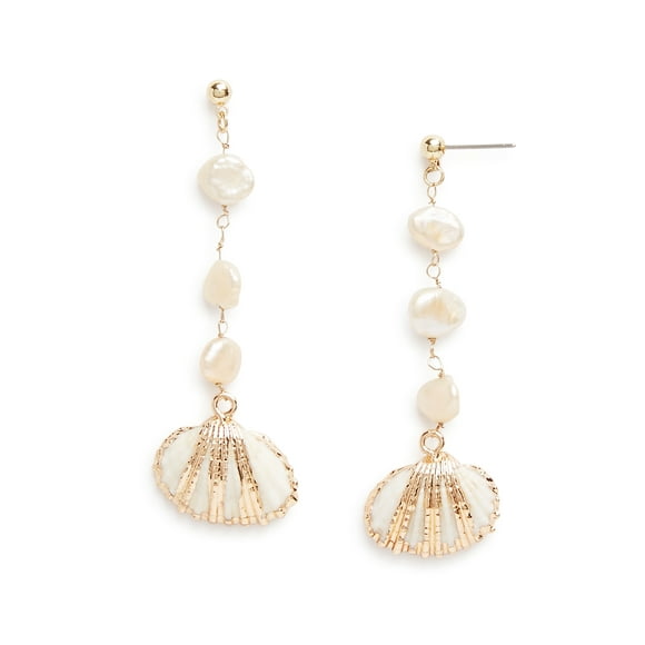 Aqua Linear Shell Drop Earring, Gold