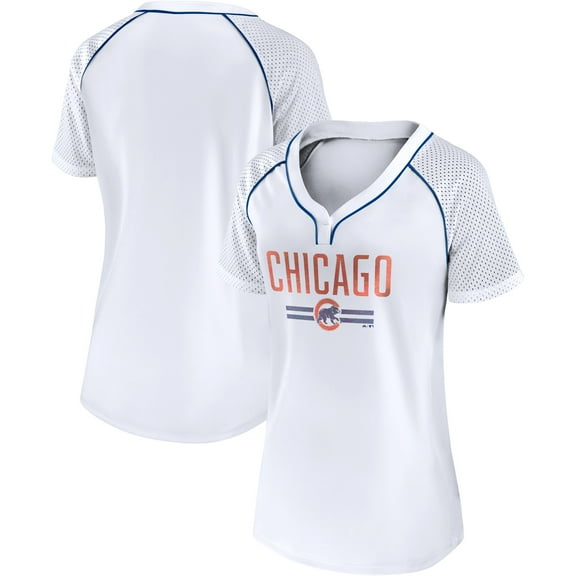 Women's Fanatics White Chicago Cubs Play Calling Raglan V-Neck T-Shirt