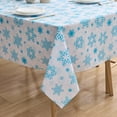 thumbnail image 3 of Winter Snowflake Tablecloth Rectanglar Blue and White Snowflake Table Cloth - Oblong Polyester Wonderland Table Cover for Christmas Winter Holiday Party Decoration Washable Waterproof, 60 x 120 Inch, 3 of 6