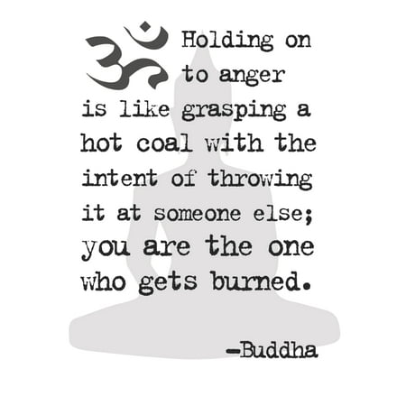 Tiled Buddha Art - Black & White Buddha Quote Holding On To Anger Print - Motivational Poster - Inspirational Office Art