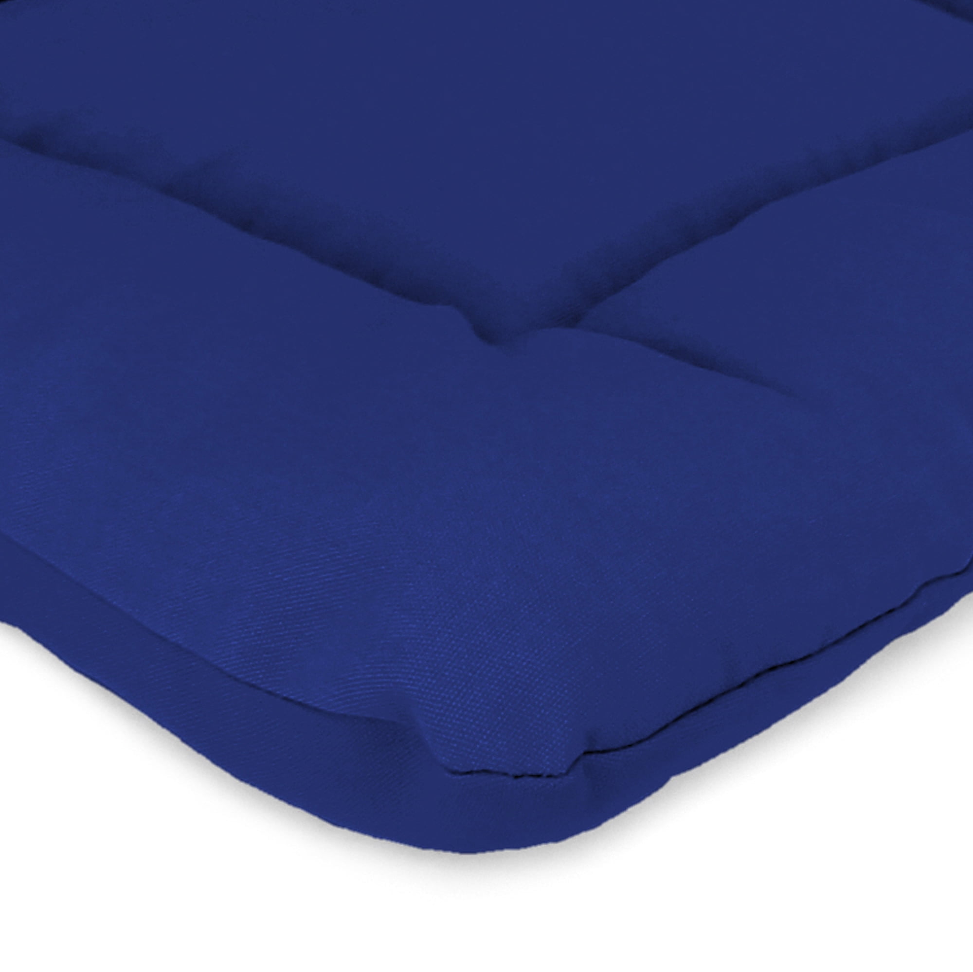 Jordan Manufacturing 38" x 21" Veranda Cobalt Blue Solid Rectangular Outdoor Wrought Iron Chair Cushion with Ties and Hanger Loop