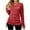 Red, variant on HAiming Long Sleeve Tops for Women Casual Basic Solid Color V Neck Slim Tunic Shirts with Side Ruched Drawstring