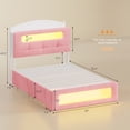 thumbnail image 2 of Twin Size Bed Frame, Upholstered Bed Frame with Power Outlets & LED Lights, Twin Platform Bed with 2 Drawers, Storage Headboard and Footboard, No Box Spring Needed, Pink, 2 of 8