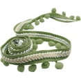 thumbnail image 1 of Zhuge Cinta de costura trenzada con flecos y borlas para cortinas, rollo de tela para tapicería, color verde, 1 of 5