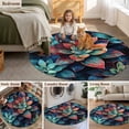 thumbnail image 6 of Teal Red Ombre Succulent 3ft Area Rug, Abstract Art Botanical Washable Non-Slip Small Round Rugs for Entryway Bedroom Kitchen, Soft Circle Carpet for Dining Room, Playroom Nursery Rug, 6 of 9
