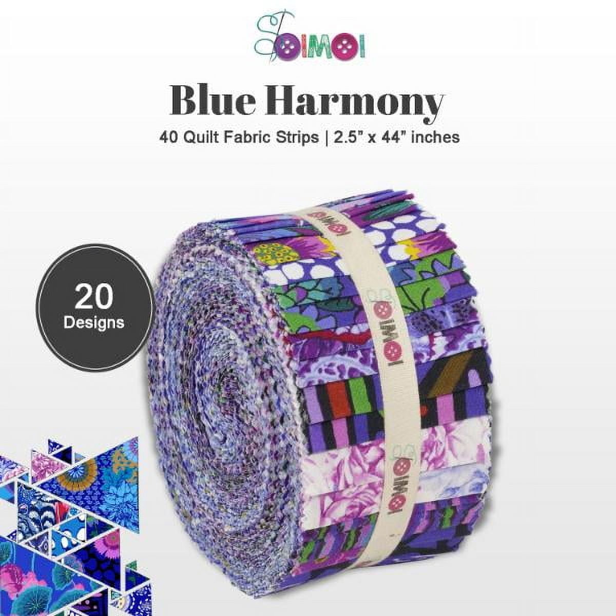 Soimoi Jelly Roll Fabric Strips for Quilting, Precut Fabric for DIY, 40 Strip Assorted Bundle, Jelly Roll For Scrapbooking, Perfect Quilting Fabric for Sewing, Craft, Home Decor, Rug - Blue Harmony