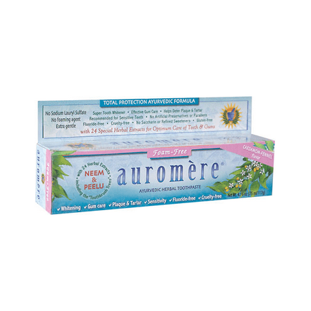 Auromere Herbal Toothpaste Non-Foaming Cardamom-Fennel 4.16 oz (Best Non Chemical Toothpaste)