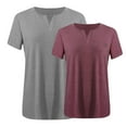 thumbnail image 3 of Babysbule 2PC Women's V-Neck Casual Oversized T-Shirt Top, Lightweight Soft Polyester, Stylish Summer Blouse, Daily Wear, Party, Work, 3 of 3