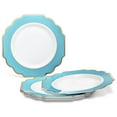 thumbnail image 2 of " OCCASIONS " 120 Plates Pack,(60 Guests) Heavyweight Wedding Party Disposable Plastic Plates -60 x 10.5'' Dinner + 60 x 8'' Salad/Dessert Plate (Imperial Aqua/Gold)), 2 of 11