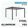 thumbnail image 6 of MIRADOR 12'x 13' 111A Takasho Gazebo Shade Tent w/ LED for Patio, Backyard, Deck, Lawns, Charcoal, 6 of 7