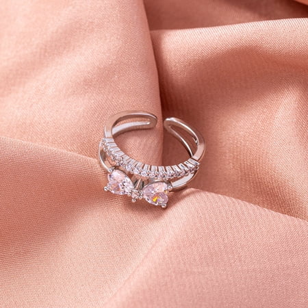 Personalized opening adjustable ring bow knot zircon ring female accessories jewelry female