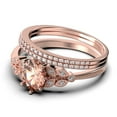 thumbnail image 4 of Gorgeous Boho & Hippie 2.25 Carat Oval Cut Vintage Look Morganite And Diamond Moissanite Engagement Ring Set, Wedding Ring In 925 Sterling Silver With 18K White Gold Plating, Trio Set, 4 of 4