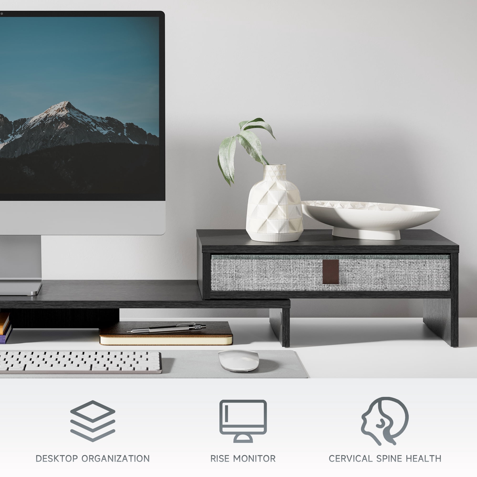 Fenge Computer Monitor Riser Stand with Drawer for 2 or 3 Monitors