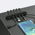 thumbnail image 5 of 1pc 5-hole Black Cable Organizer, Desktop Fixed Charging Data Cable Organizer, Silicone Storage Buckle Wire Clip, Computer Finishing Bedside Winding Cable Organizer, 5 of 6
