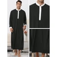thumbnail image 5 of Unique Bargains Men's Nightshirt Contrast Color Banded Collar Long Sleeves Nightgown L Black, 5 of 6