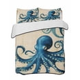 thumbnail image 2 of Vintage Blue Octopus Twin Size Down Alternative Comforter, Lightweight Comforter Quilt Bedding Set with Pillow Shams Summer Coastal Ocean Wave All Seasons Bed Comforter Duvet Insert 68"x86", 2 of 7